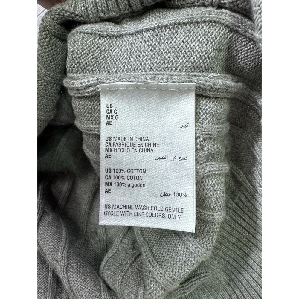 Club Room Mens Large Grey Cable-Knit Sweater NWT 100099695MN Cotton Pullover